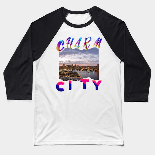 CHARM CITY BALTIMORE 410 DESIGN Baseball T-Shirt by The C.O.B. Store